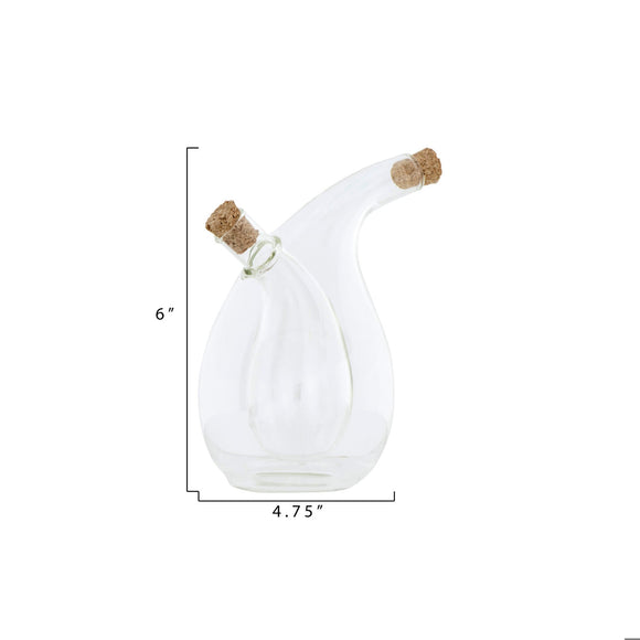 Creative Co-Op Hand-Blown Glass Oil & Vinegar Cruet w/ Cork Stoppers