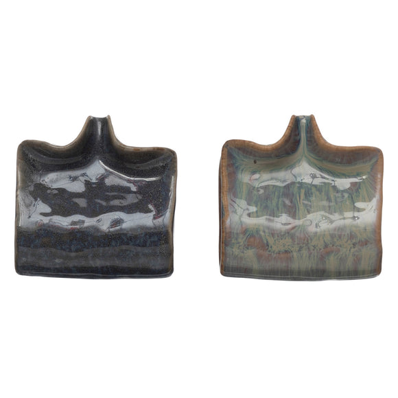 Creative Co-Op Stoneware Sponge Holder/Soap Dish w/ Drip Spout