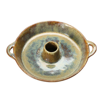 Creative Co-Op Stoneware Olive Serving Dish w/ Toothpick Holder