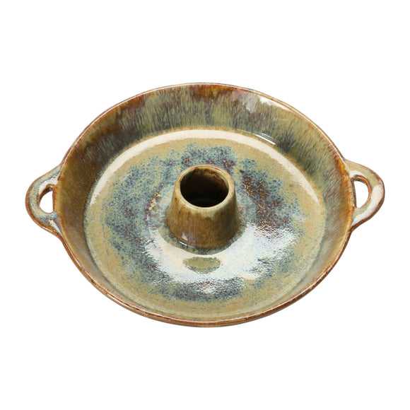 Creative Co-Op Stoneware Olive Serving Dish w/ Toothpick Holder