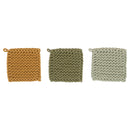 creative co-op Cotton Crocheted Potholder, Set of 3