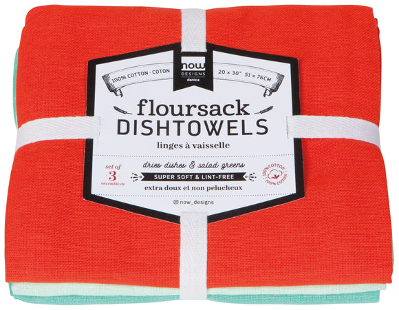 Now Designs Floursack Dishtowels, Set of 3, Multiple Colors