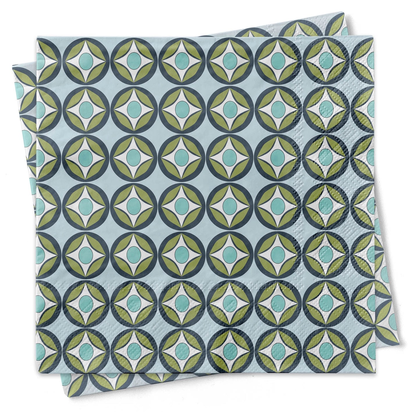 Mod Lounge Paper Co Cocktail Napkin Blue Raindrop Circle