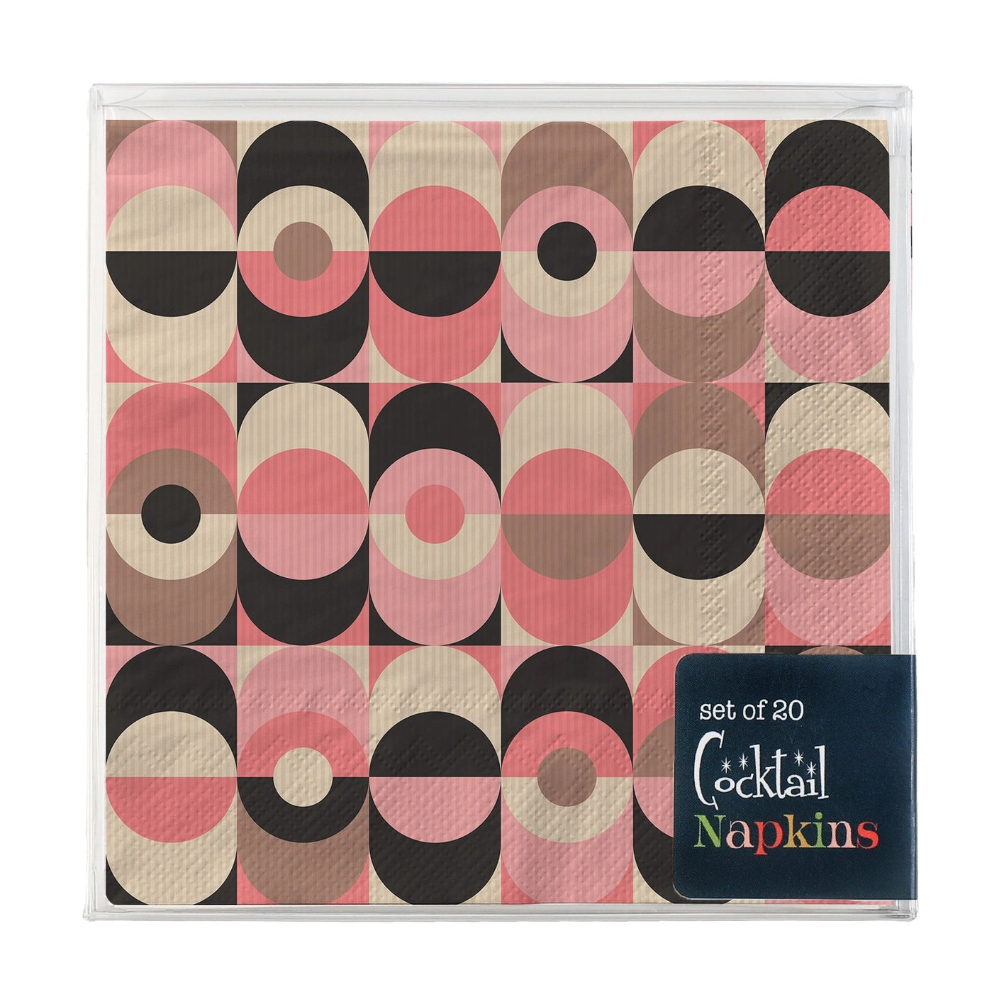 Mod Lounge Paper Co Cocktail Napkin Pink and Black Oval