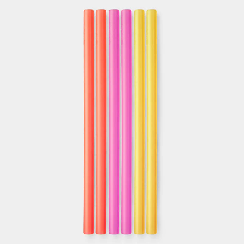 GoSili Standard Silicone Straws, set of 6, Spice/Pink/Tangerine