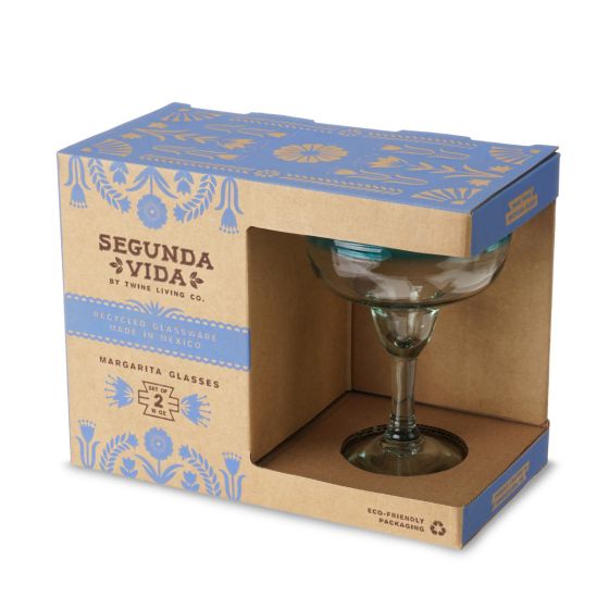Twine Primavera Recycled Margarita Glass, Set of 2