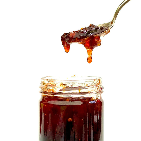 Copper Pot & Wooden Spoon Strawberry Jalapeño Jam