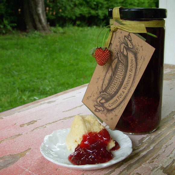 Copper Pot & Wooden Spoon Strawberry Whole Berry Jam