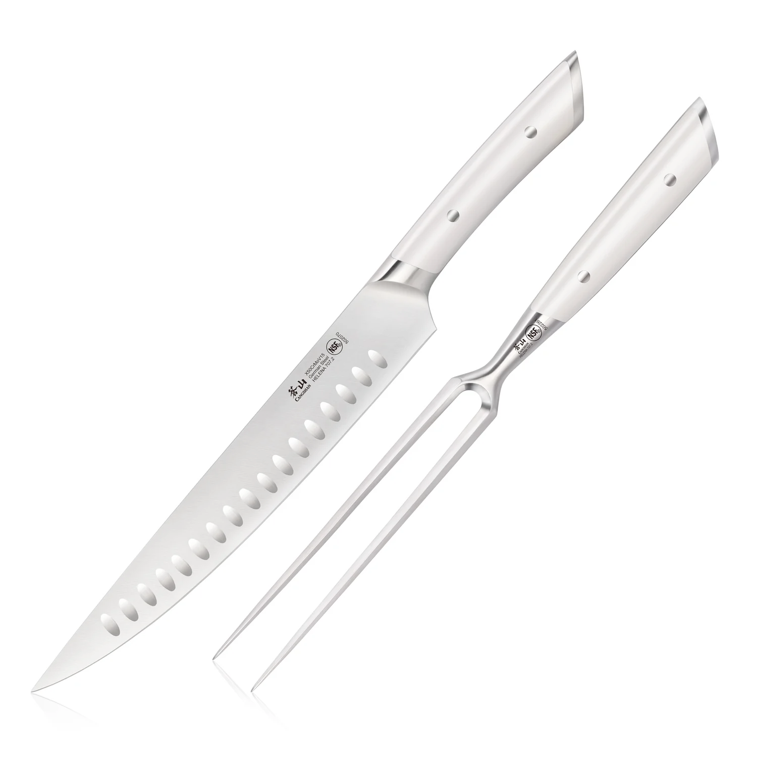 Cangshan HELENA Series German Steel Forged 2-Piece Carving Set, White