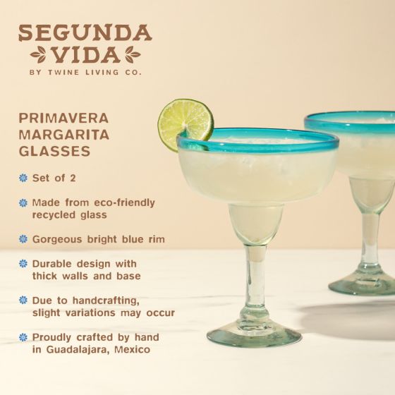 Twine Primavera Recycled Margarita Glass, Set of 2