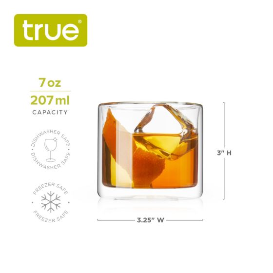 Double Walled Old Fashioned Glass by True, Set of 2