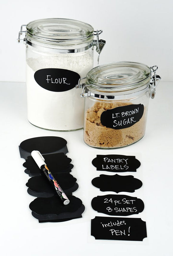Reusable Pantry Labels, Set of 24