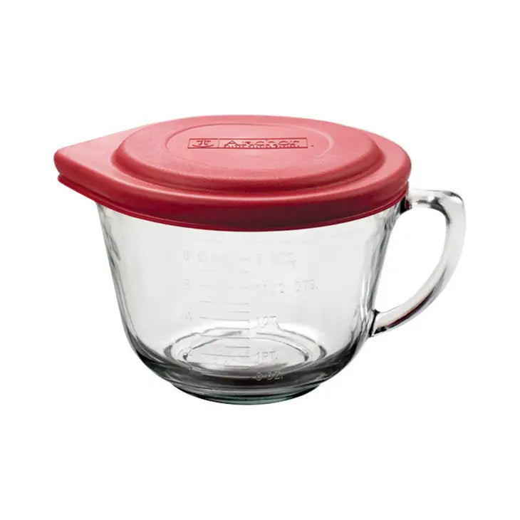 Anchor Hocking 2 Qt. Batter Bowl with Red Lid