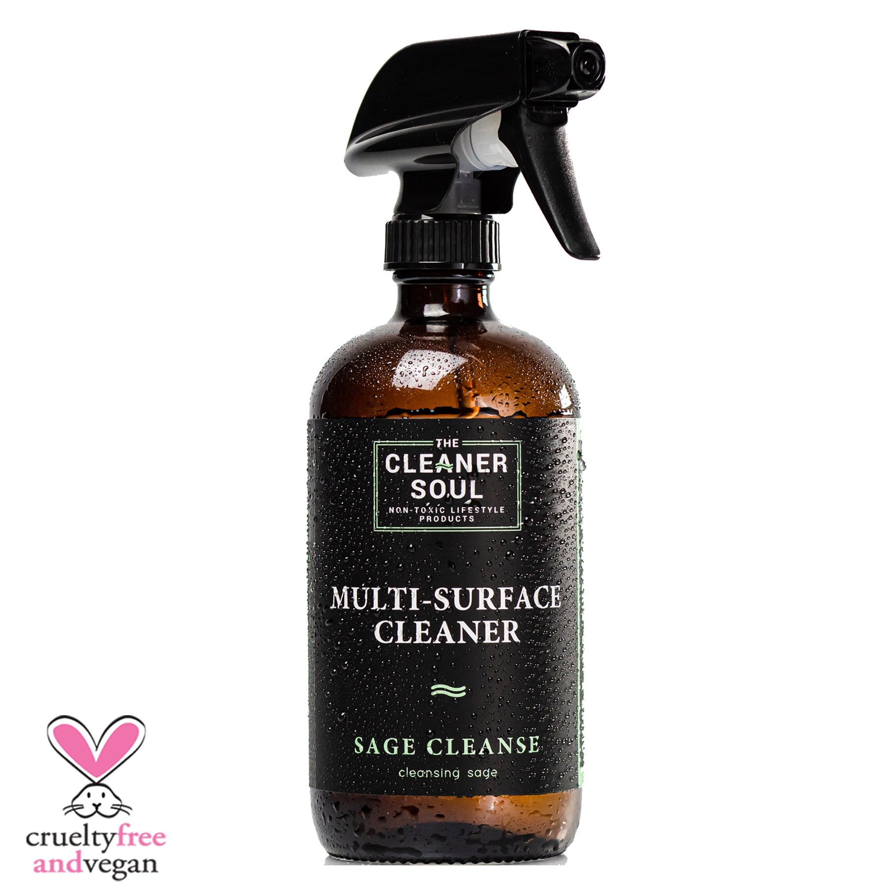 The Cleaner Soul Multi-Purpose Cleaner, Amber Glass Spray Bottle Sage Cleanse