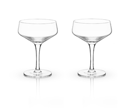 Angled Crystal Coupe Glasses, Set of 2