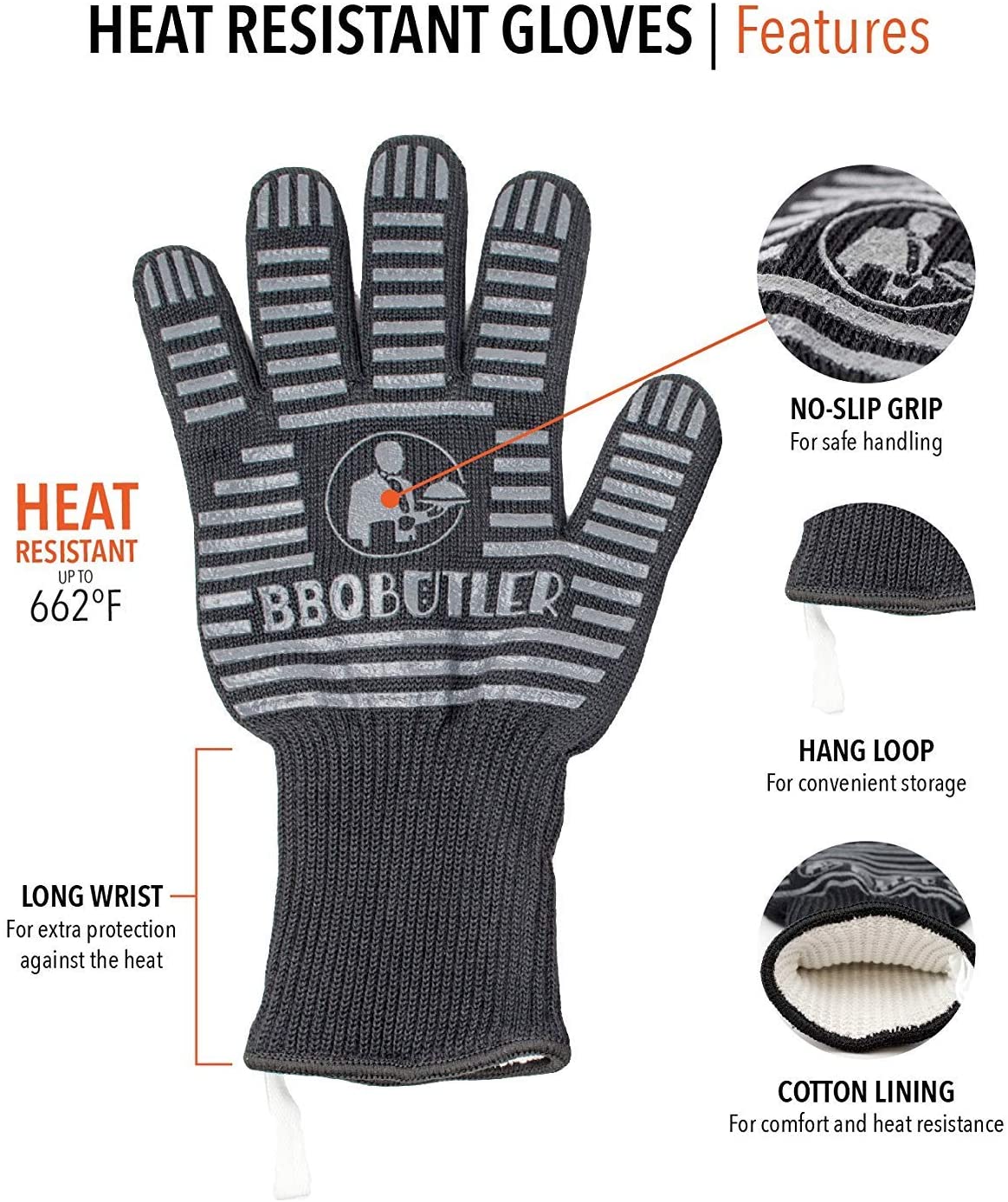 BBQ Butler Heat Resistant Grill Gloves-2