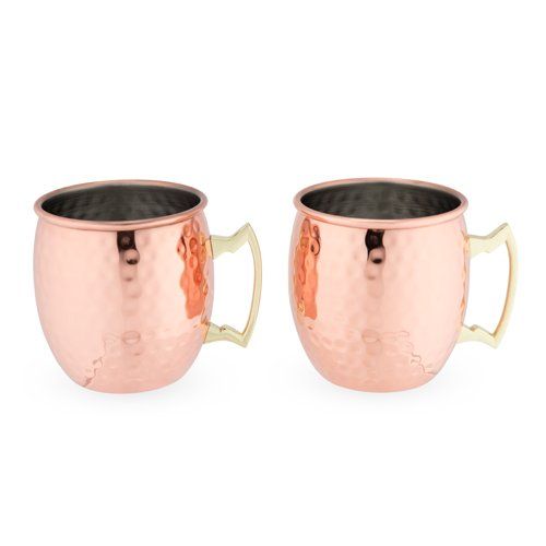 True Brands Hammered Moscow Mule Copper Mugs, 2 Pack