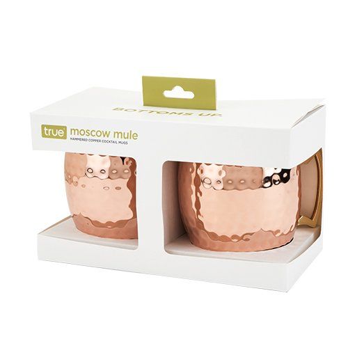 True Brands Hammered Moscow Mule Copper Mugs, 2 Pack