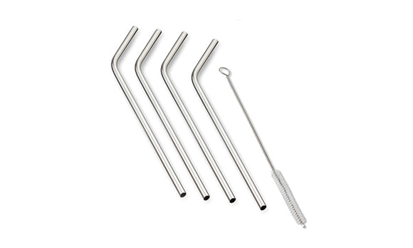 SS Drinking Straw Set of 4, w/Brush