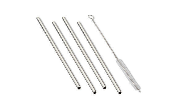SS Drinking Straw Set of 4, w/Brush