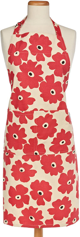Red Poppy Cotton Apron
