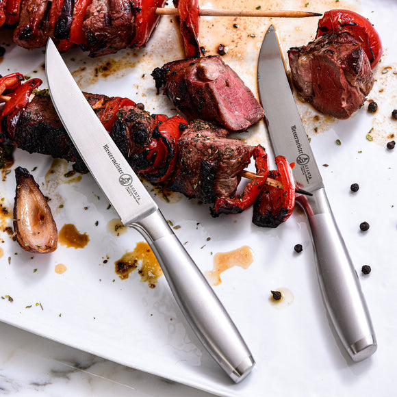 Messermeister Avanta Fine Edge Steak Knife Set, Stainless Steel Handle, 4 Pc. set, Gift Boxed