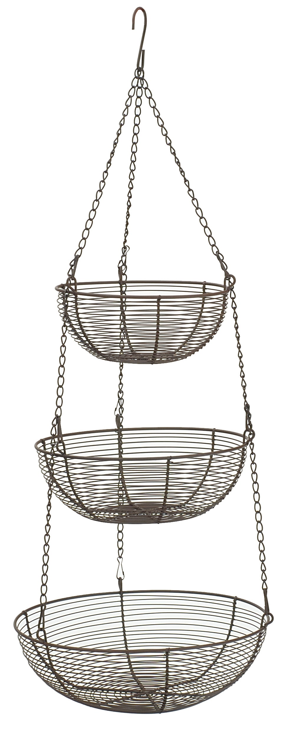 Hanging 3-Tier Basket, Bronze Woven Wire