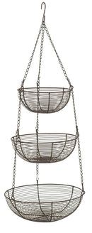 Hanging 3-Tier Basket, Bronze Woven Wire