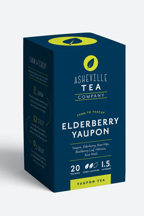Asheville Tea Elderberry Yaupon Tea Box, 20 tea bags