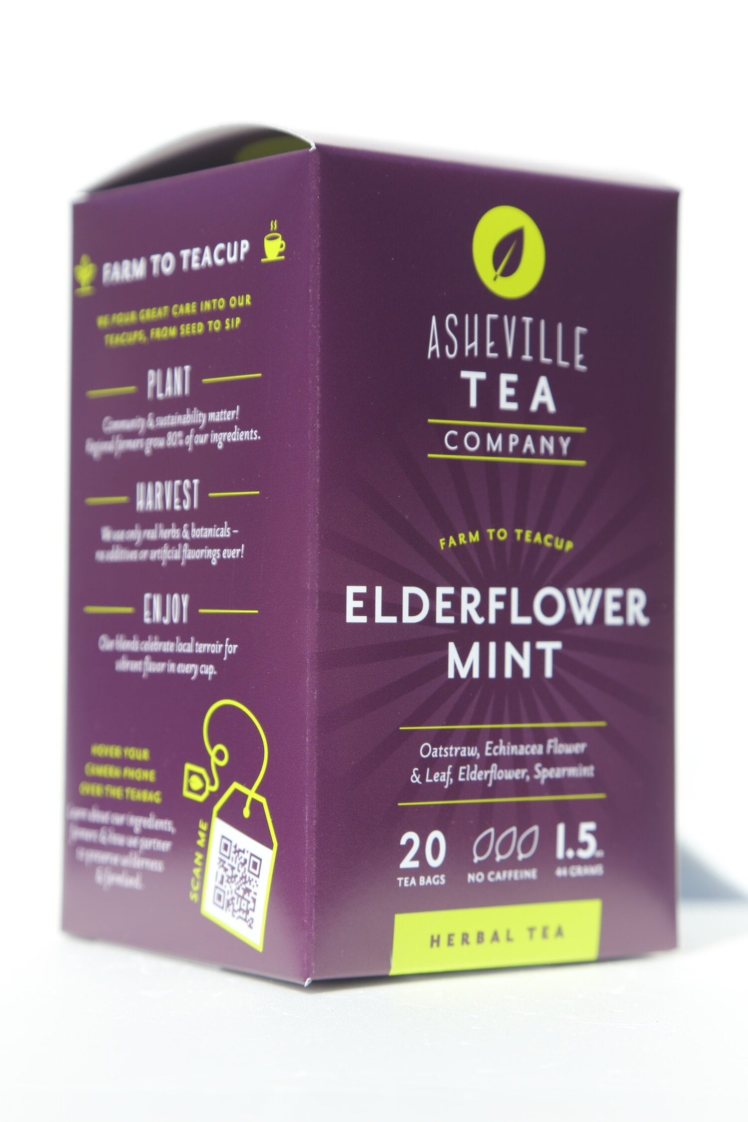 Asheville Tea Elderflower Mint Tea Box, 20 tea bags
