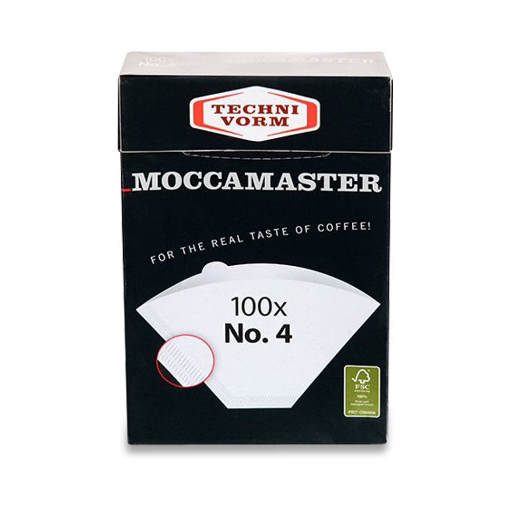 Moccamaster #4 White Paper Coffee Filters, Box of 100