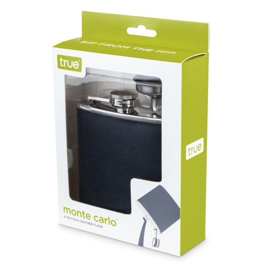 True Brands Monte Carlo™ 6 oz Faux Leather Flask