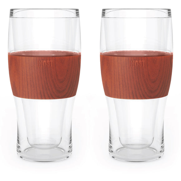 Host Beer Freeze Cooling Cups, Set of 2, Wood
