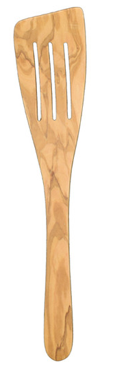 Olivewood Lg Slotted Curved Spatula, 13"