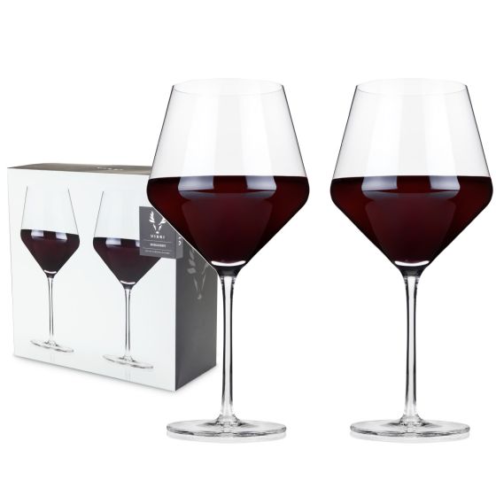 Viski Angled Crystal Burgundy Glasses, set of 2