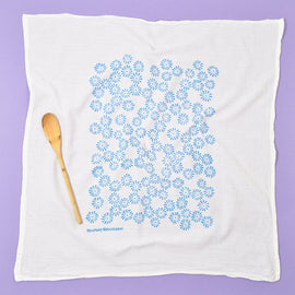 Flour Sack Towel: Daisies, Turquoise