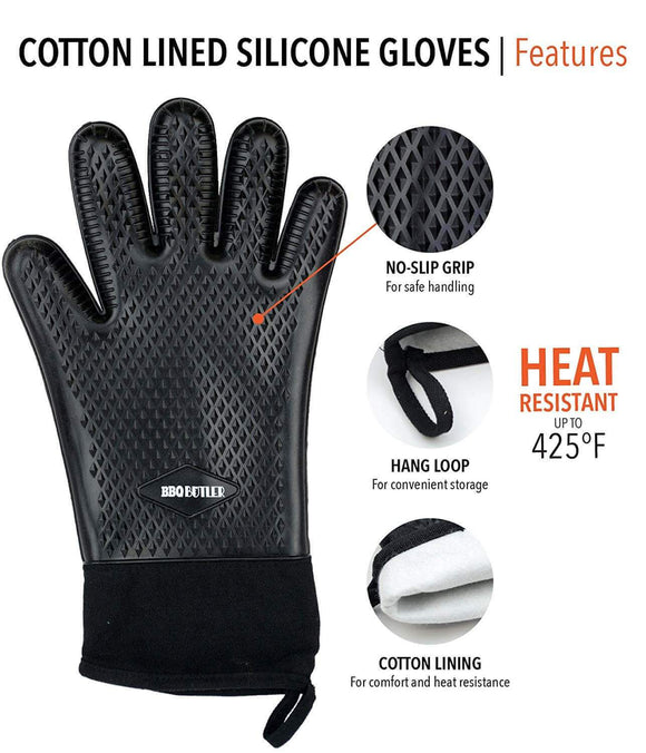 BBQ Butler Cloth Lined Silicone Gloves