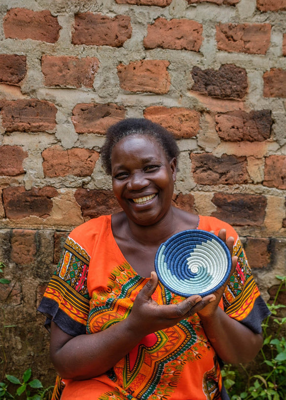 Silver Blue Unity Round Basket, Small